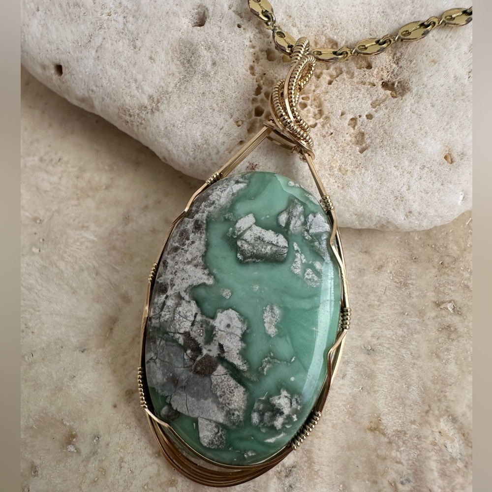 14k Gold Filled Variscite Stone Necklace Pendant
